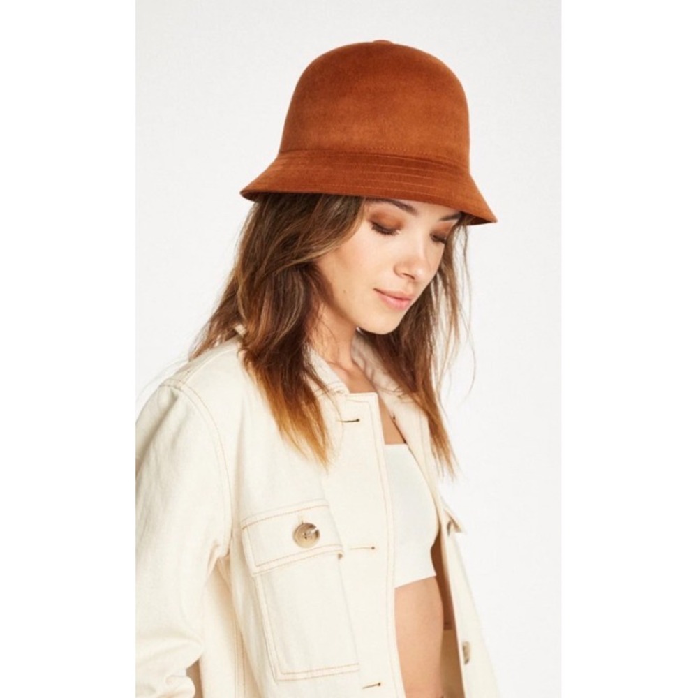 Brixton Womens Essex Wool Bucket Hat Rust Medium 7 1/4 Structured Felt NWOT
